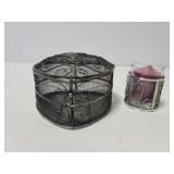 Mesh heart trinket box and candle