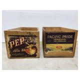 Lot of 2 vintage genuine fruit crates