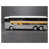 Jimson Tower bus plastic coin bank, no plug