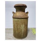 Large rusted vintage milk can w/ lid