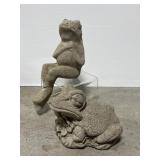 Lot of 2 vintage cement frog statues