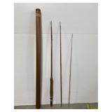 Vintage Heddon split bamboo fishing rod in case
