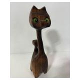 Vintage carved wooden cat