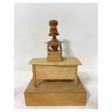 Typing woman carved wood folk art