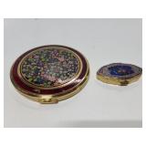 Vintage enameled compact & pill box