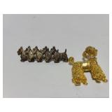 Two vintage dog pins/brooches