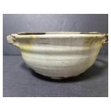 Signed pottery bowl with handles