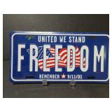 Freedom remember 9/11/01 vanity plate