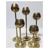 Set of 5 brass candle sticks