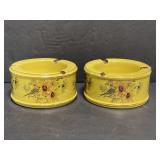 Pair of vintage ceramic sunflower ashtrays