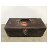 Old brown Simons toolbox w/ brass fittings