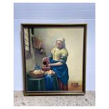 Vintage gold framed Vermeer milkmaid print
