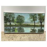 Coates original lake scene oil painting on canvas