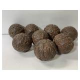Lot of 8 carved decorative balls