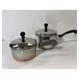 Pair of stainless steel pots w/ lids