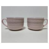 Two pink soup mugs