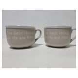 Two grey soup mugs