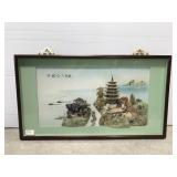 Vintage Asian mother of pearl shell relief art