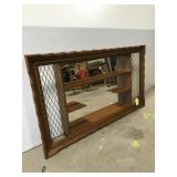 Vintage wall shelf mirror w/ mesh accents