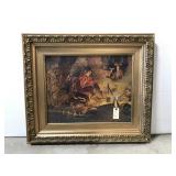 1957 Mountie At Campfire framed Freiberg art print