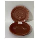 Pair of vintage rose Fiesta saucer plates