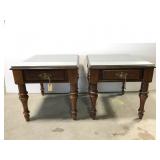 Pair of matching glass top end tables