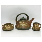 Roseville pottery Zepher Lily teapot set