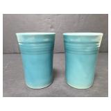Pair of small blue ceramic glasses
