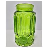 Vintage green glass canister, no lid