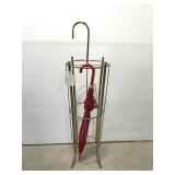 Vintage umbrella stand w/ red umbrella