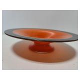 Orange and black glass dish
