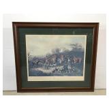 Large framed English hunting scene art print