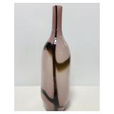 Large pink and brown art glass vase