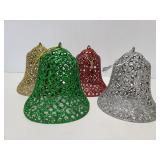 Four large glitter bell ornaments