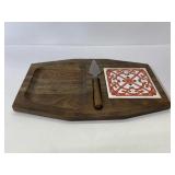 Deluxe Keyakiwood cheese tile tray