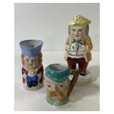 Lot of 3 vintage Toby toothpick holder & Toby