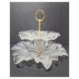 Glass two tier tray stand
