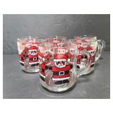 Set of 5 glass Santa mugs