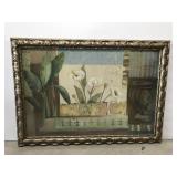 Large framed vintage-style wall art
