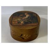 Vintage girl portrait wooden basket