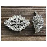Vintage rhinestone brooch pair