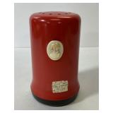 1940-50s red cleanser cover & holder