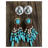 Pair of Southwest style clip on earrings
