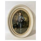 Antique oval framed blue boy print