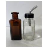 Pair of antique medicine & feeder bottles
