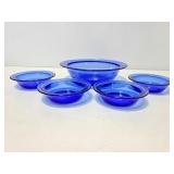 Blue glass bowl set