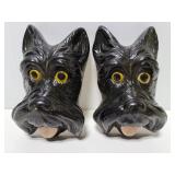 Pair of Scottish dog chalkware wall art
