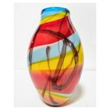 Colorful art glass vase