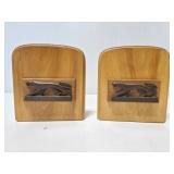 Wood bookends with cat decal