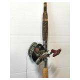 Vintage Johnny Walker fishing reel & short pole